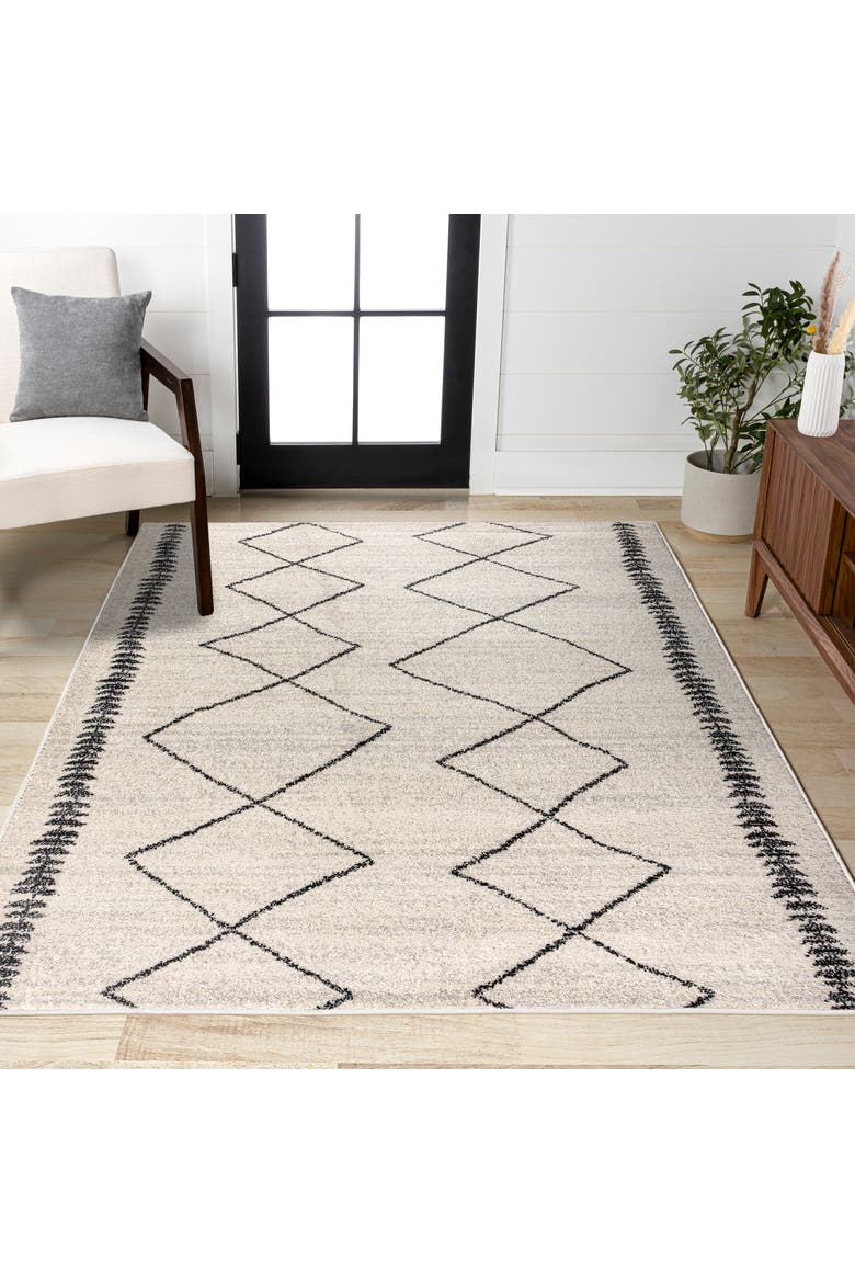 Zaina Moroccan Beni Souk Area Rug, Alternate, color, Cream/Black