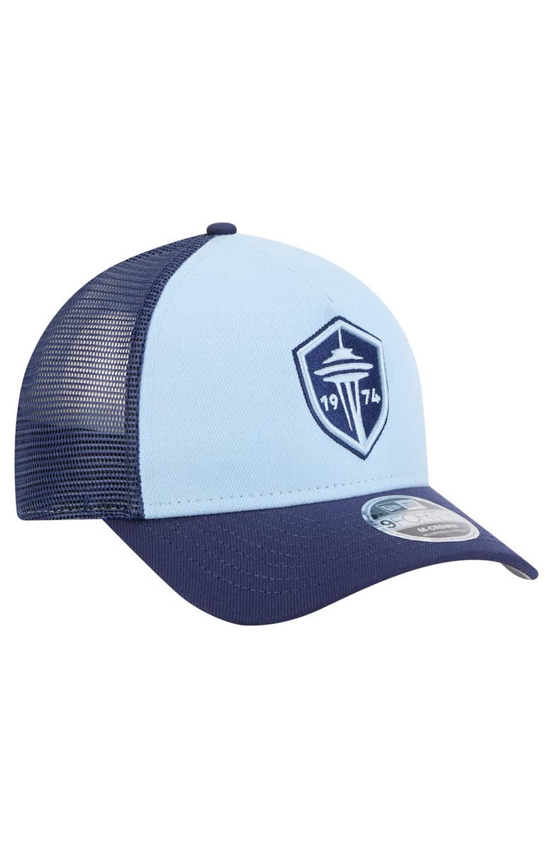 New Era Men's New Era Light Blue Seattle Sounders FC Color Pack 9FORTY A-Frame Adjustable Trucker Hat, Alternate, color, 