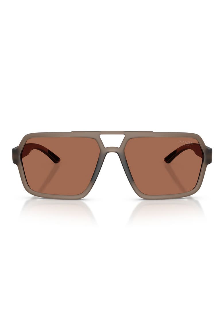 59mm Pilot Sunglasses, Main, color, TRANSPARENT BROWN / BROWN