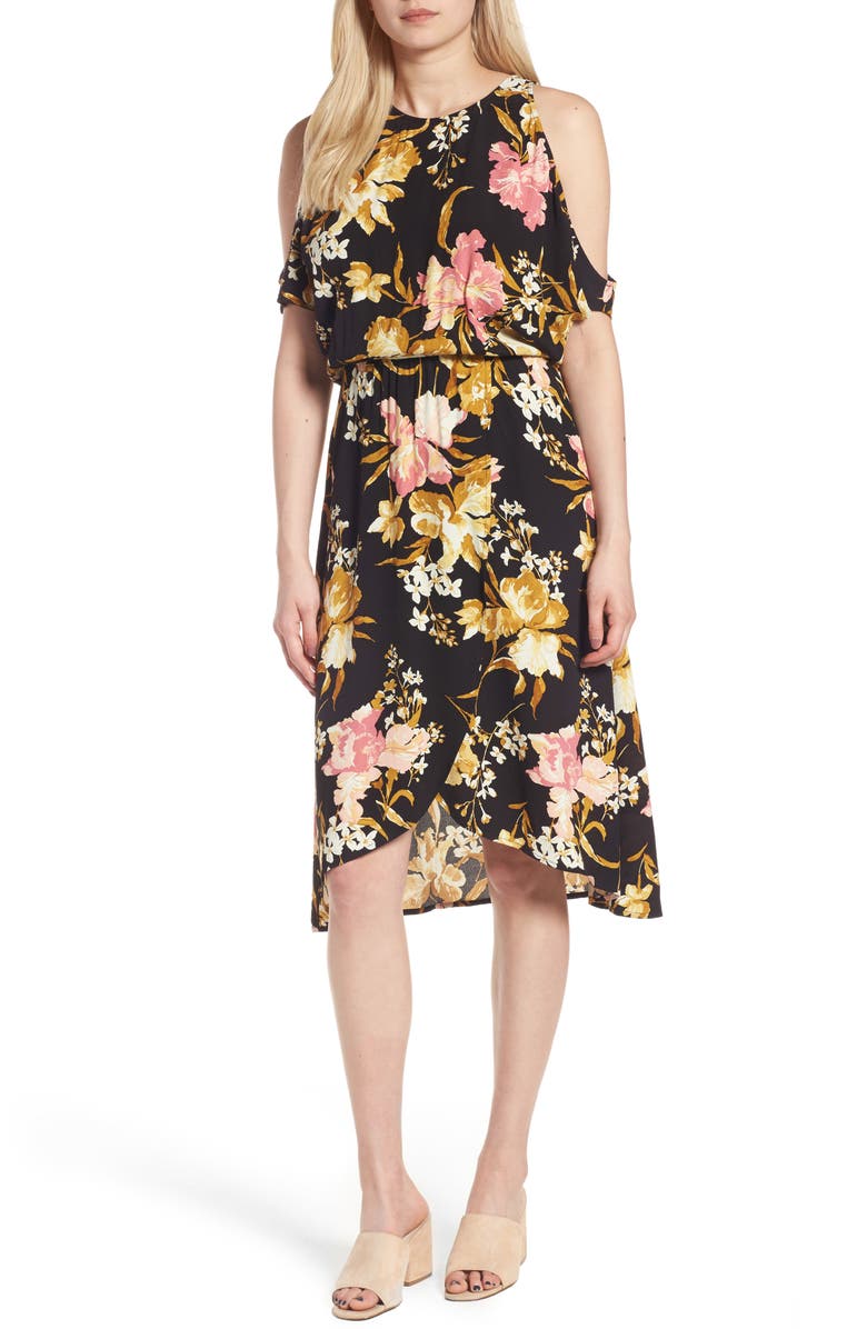 Leith Cold Shoulder Midi Dress, Main, color, 