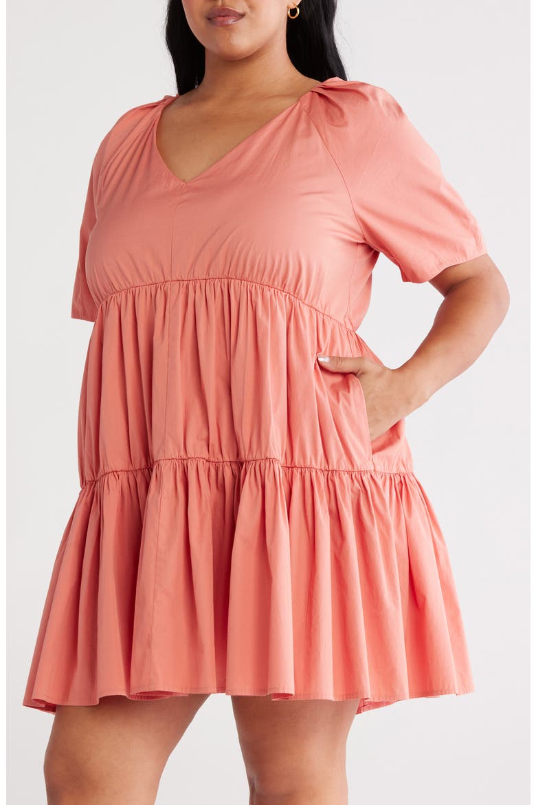 Tiered Minidress, Alternate, color, CORAL APRICOT