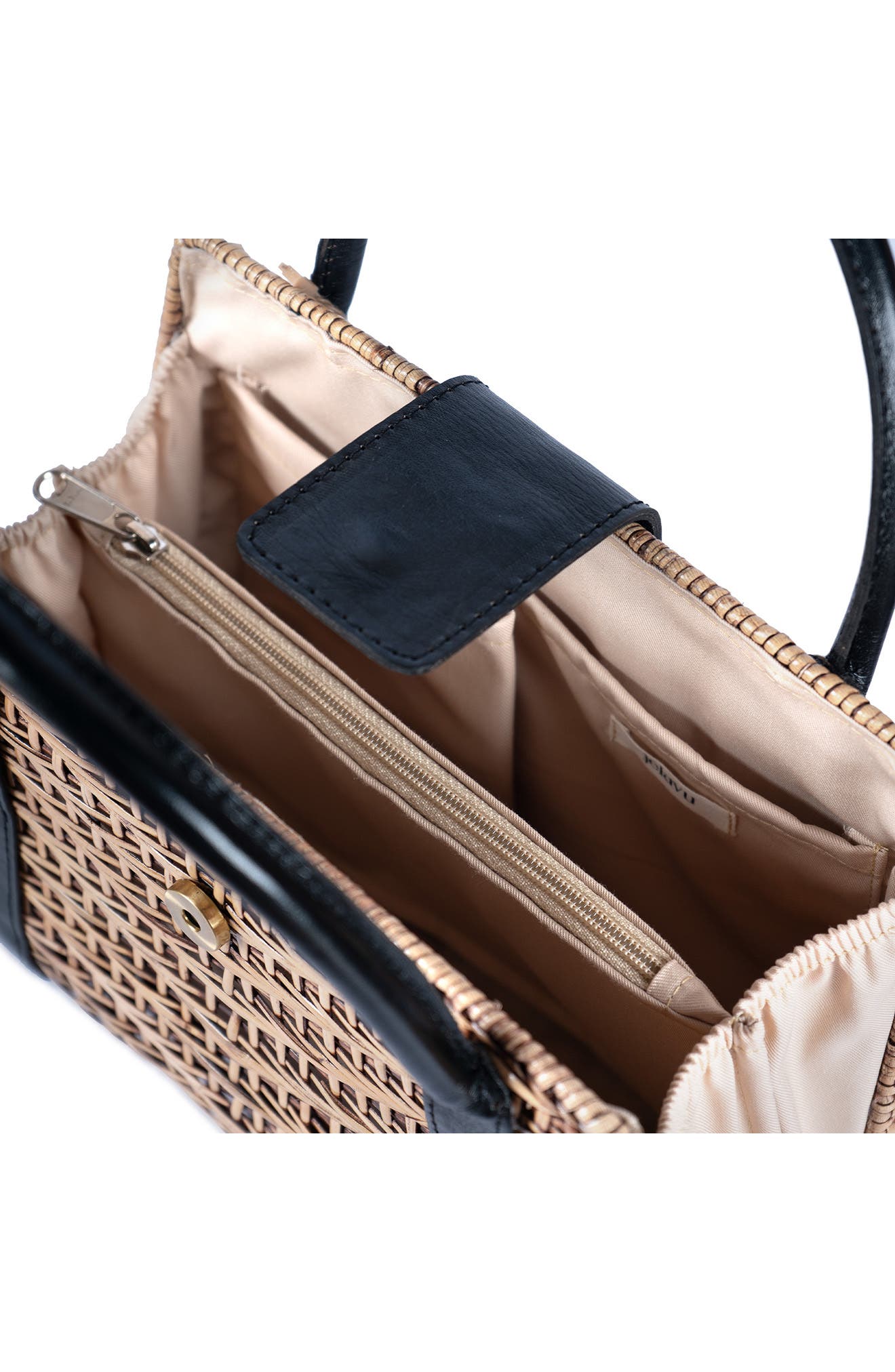 Jelavu Morgana Rattan & Leather Shoulder Bag, Alternate, color, 