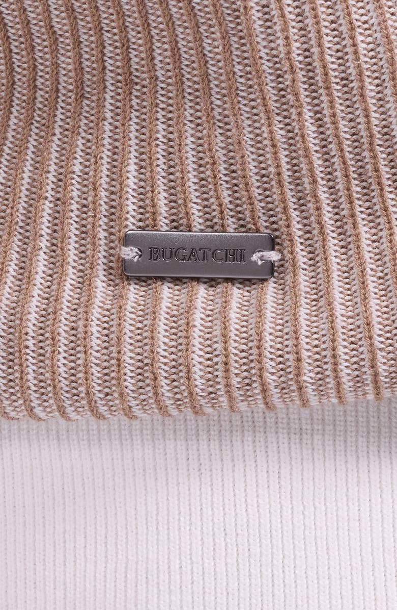 Bugatchi Ottoman Stitch Cotton & Silk Quarter Zip Polo Sweater, Alternate, color, Tobacco