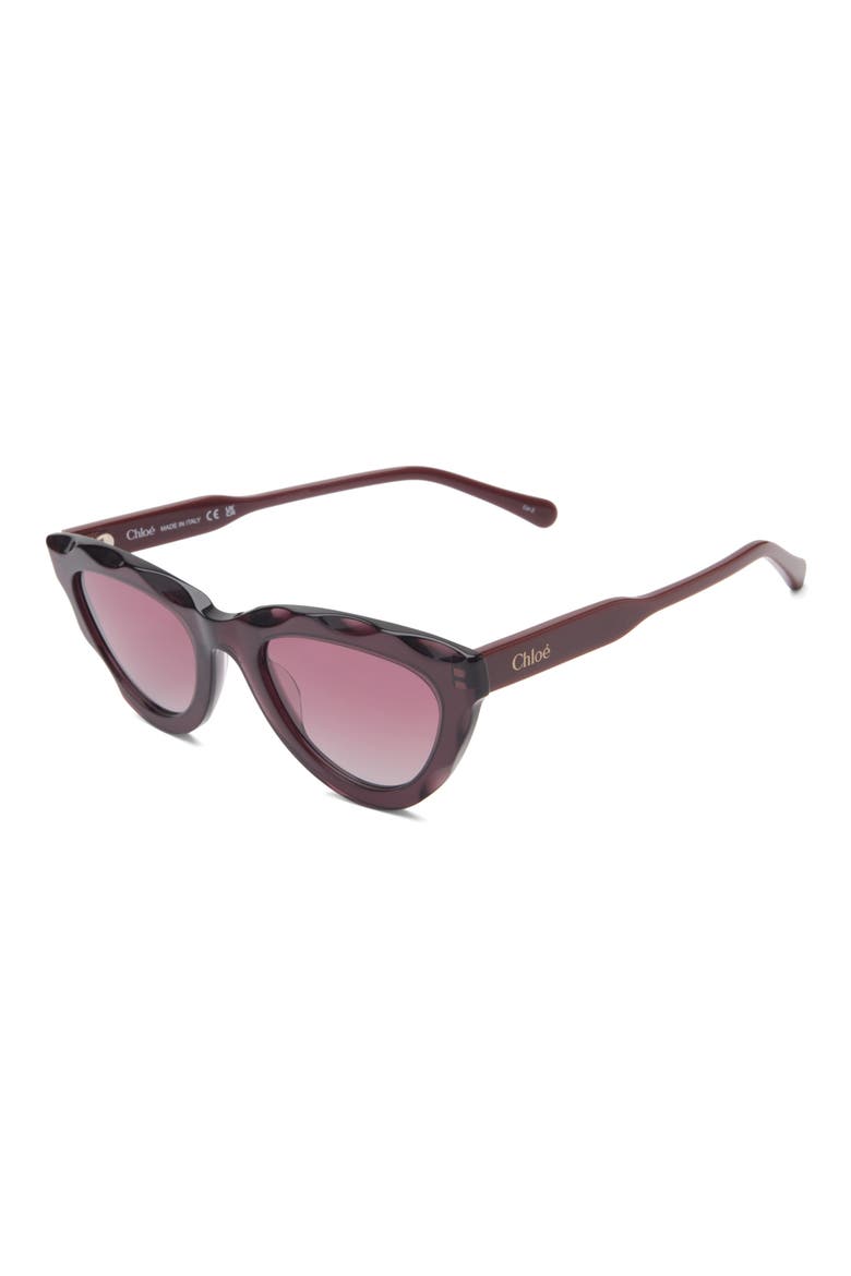 52mm Cat Eye Sunglasses, Alternate, color, VIOLET BURGUNDY RED