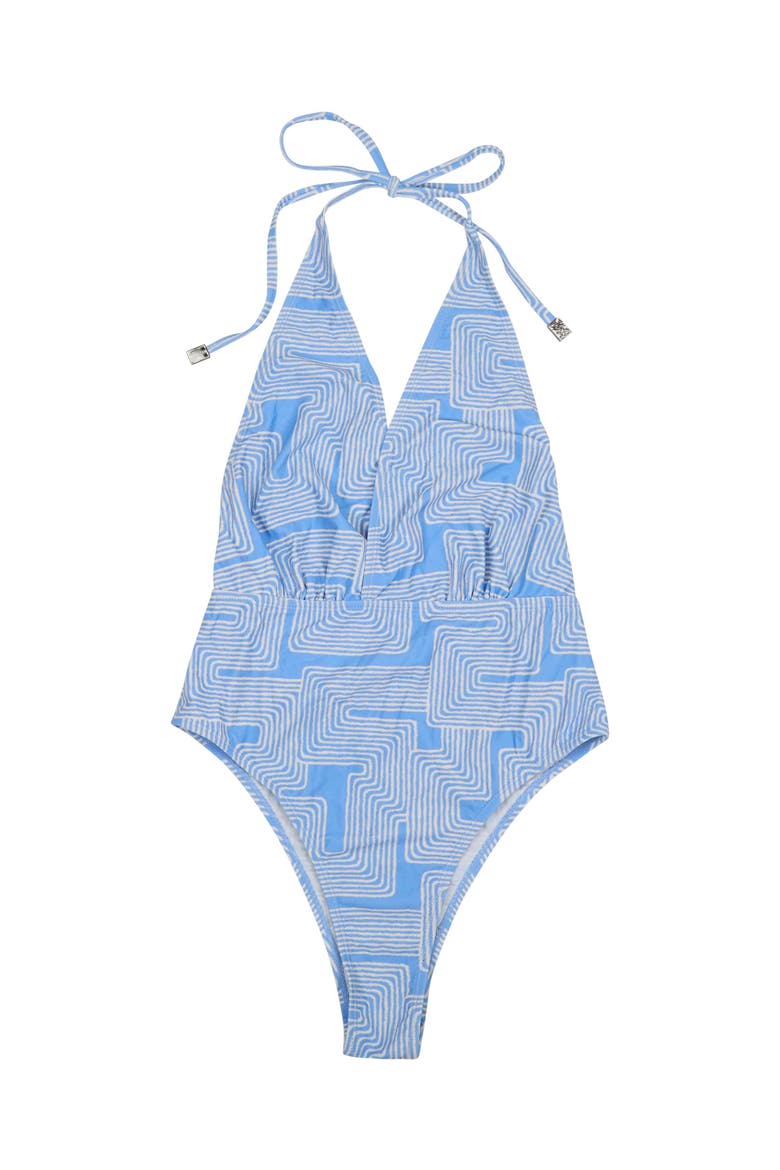 Inter Twine Womens Halter One-Piece Swimsuit, Alternate, color, Inter Twine Blue
