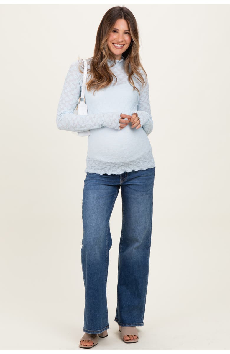 PinkBlush Medium Wash Wide Leg Maternity Jeans, Main, color, Blue