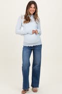PinkBlush Medium Wash Wide Leg Maternity Jeans