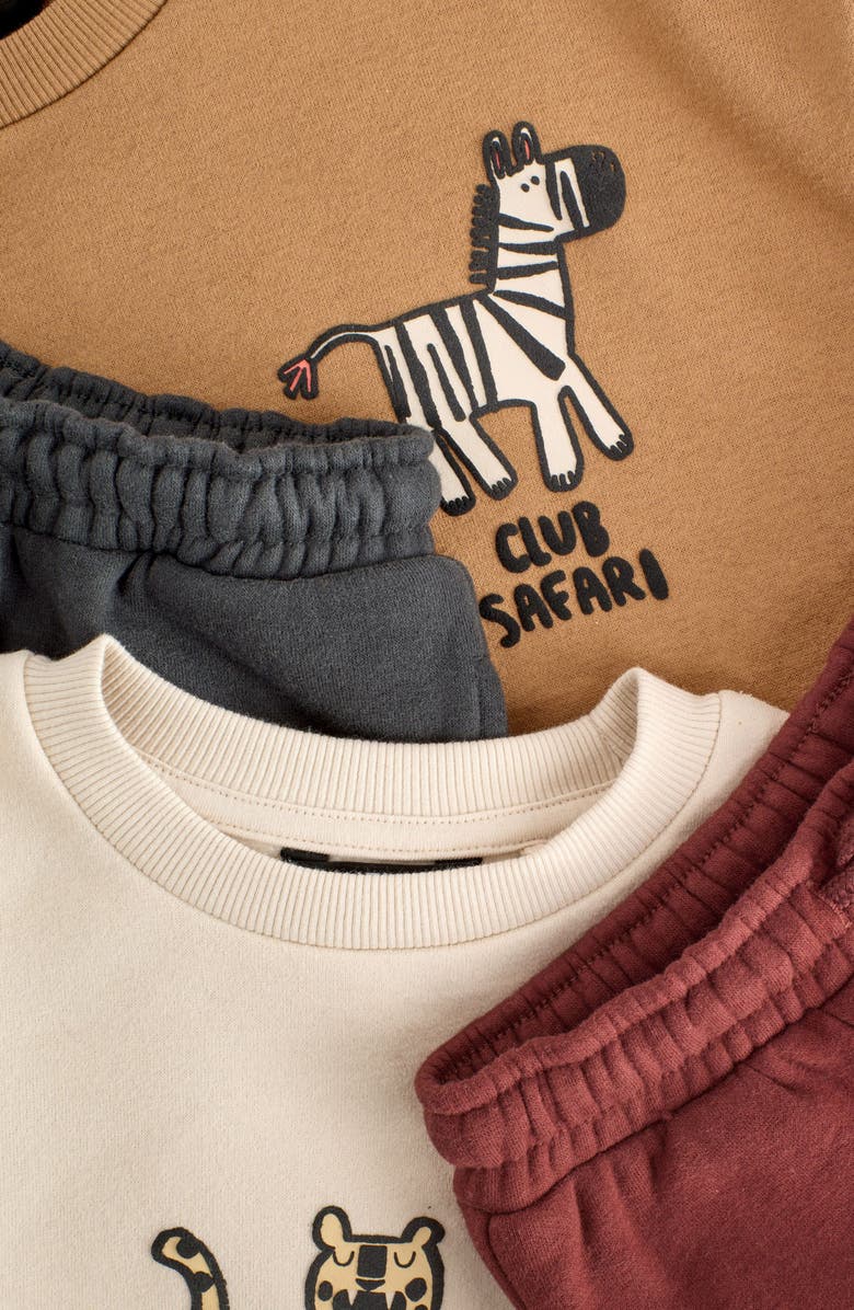 NEXT Kids' Assorted 4-Pack Safari Sweatshirt & Joggers Sets, Alternate, color, Brown