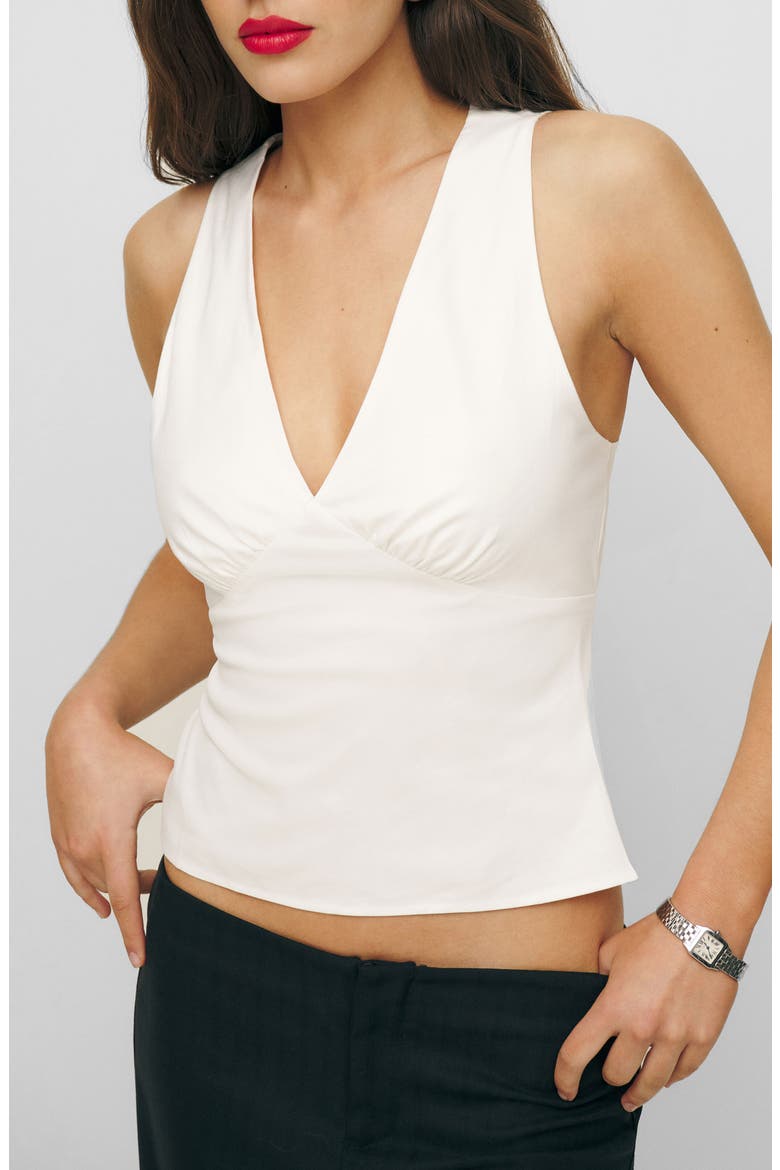 Meg Sleeveless Tie Back Cotton Top, Main, color, WHITE