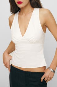 Reformation Meg Sleeveless Tie Back Cotton Top