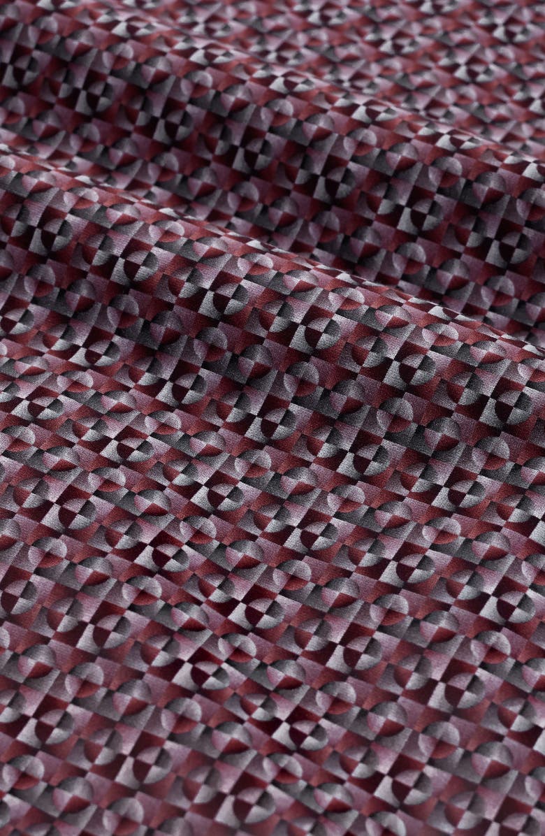 Bugatchi Jimmy OoohCotton<sup>®</sup> Geo Print Button-Up Shirt, Alternate, color, Mahogany
