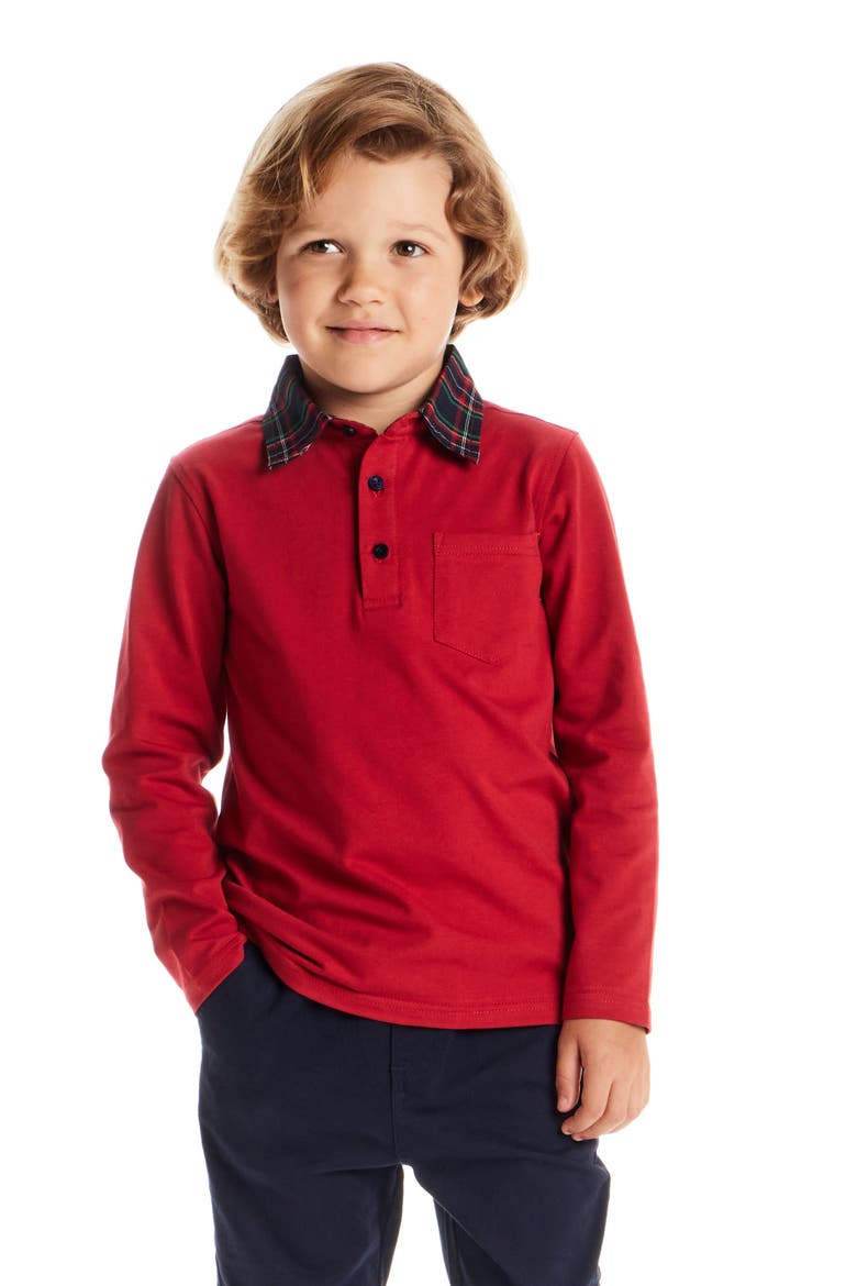 Kids' Long Sleeve Polo & Pants Set, Alternate, color, RED POLO