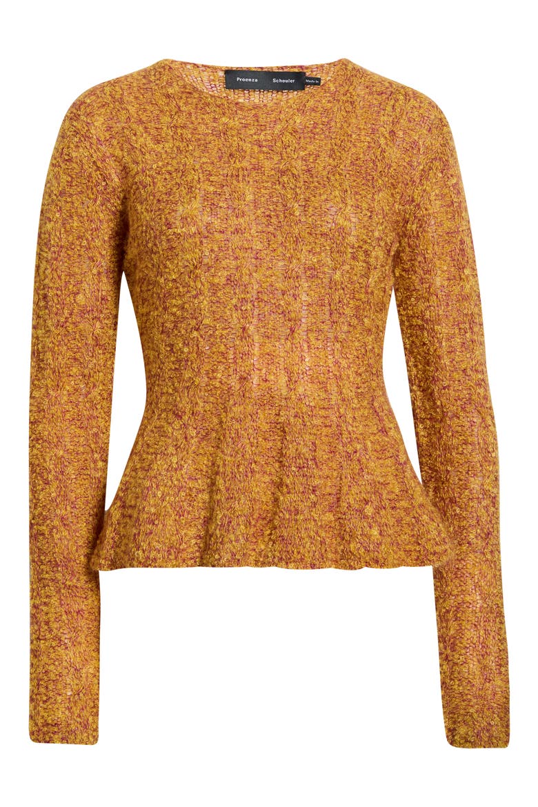 Joelle Marled Mohair & Silk Blend Bouclé Rib Sweater, Main, color, YELLOW WINE