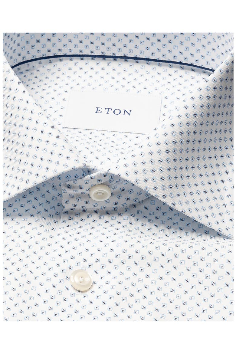 Slim Fit Geometric Print Organic Cotton Twill Dress Shirt, Alternate, color, LIGHT BLUE