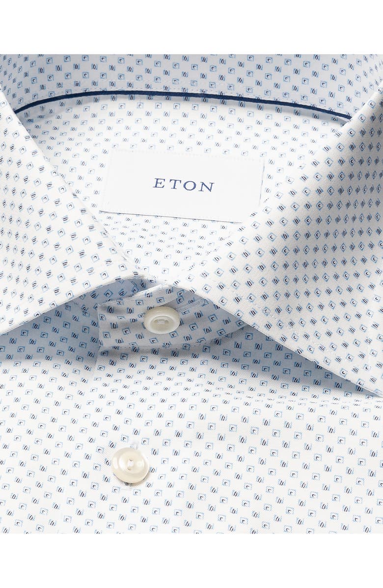 Eton Slim Fit Geometric Print Organic Cotton Twill Dress Shirt, Alternate, color, Light Blue
