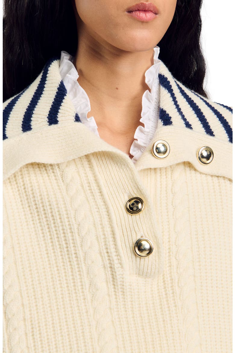 Stripy sailor-neck sweater, Alternate, color, Ecru