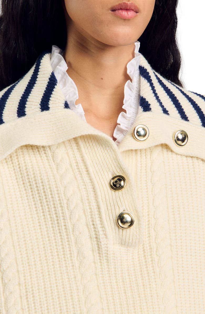 SANDRO Stripy sailor-neck sweater, Alternate, color,