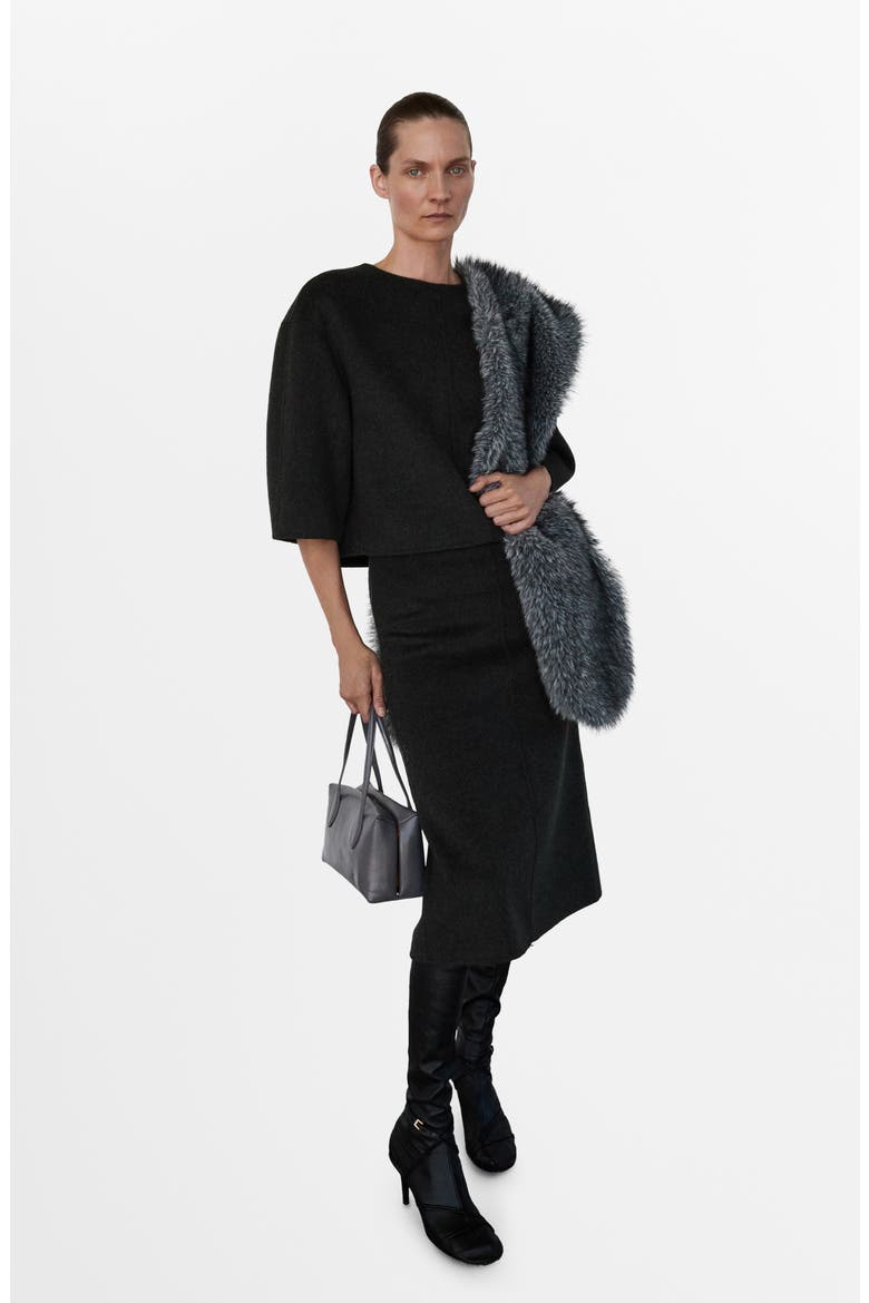 Selection Wool Blend Midi Skirt, Alternate, color, GRAY