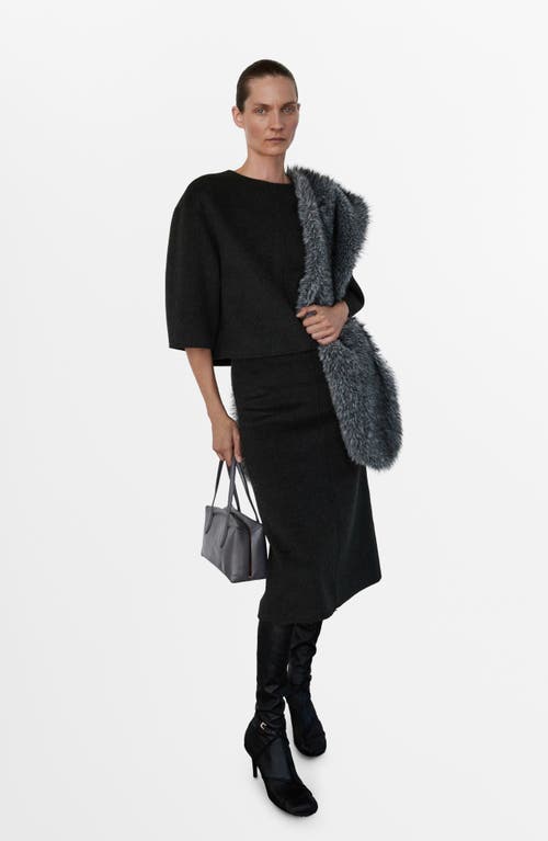 Mango Wool Blend Midi Skirt In Gray