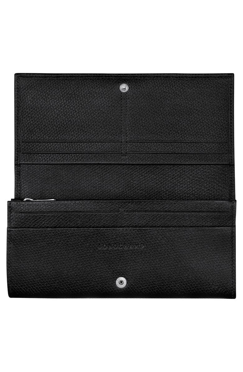 Longchamp Le Roseau Leather Continental Wallet, Alternate, color, Black