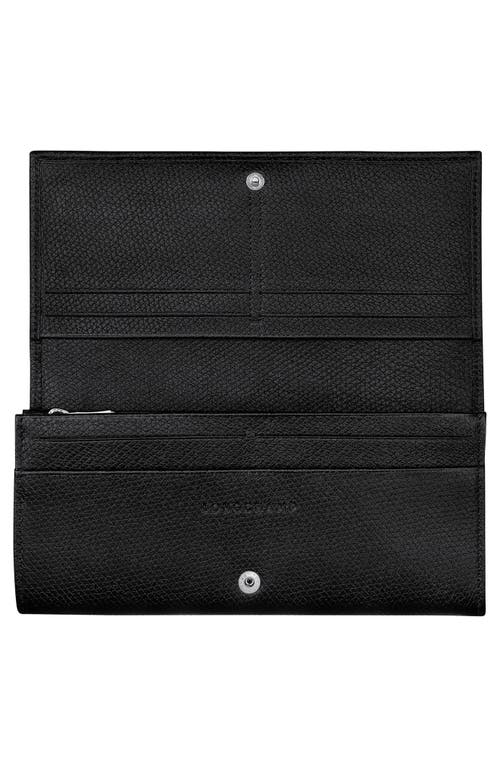 Longchamp Le Roseau Leather Continental Wallet In Black