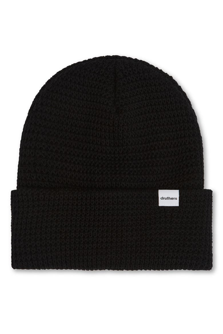 Organic Cotton Waffle Knit Beanie, Main, color, BLACK
