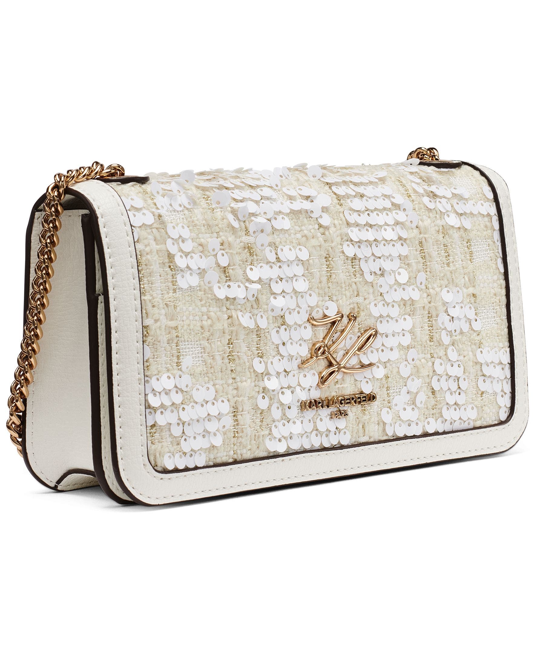 Kosette Boucle+Sequins Crossbody, Alternate, color, Winter White
