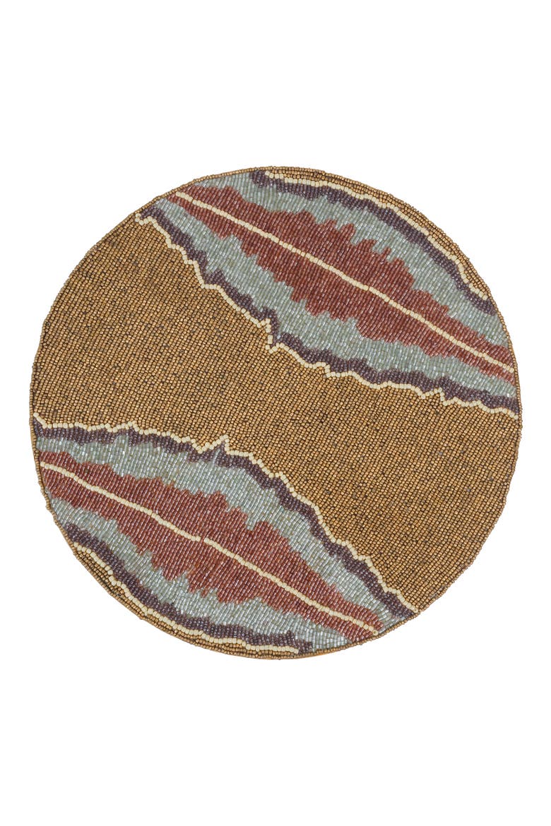 Lagon Beaded Placemat, Main, color, BROWN