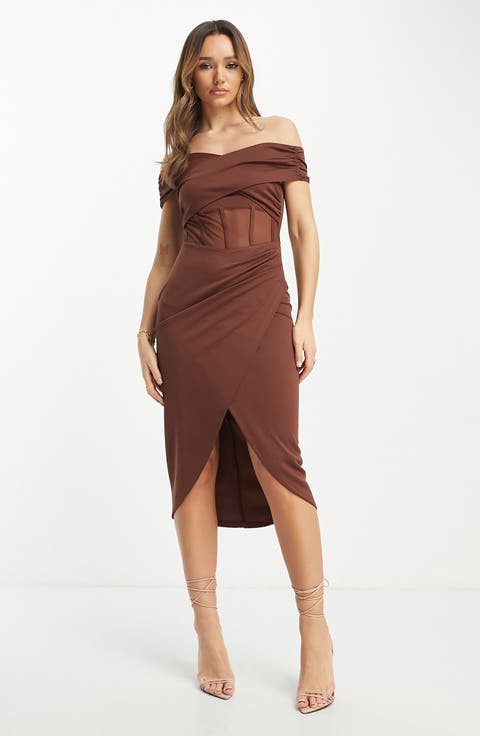 Off the Shoulder Corset Bodice Cocktail Dress