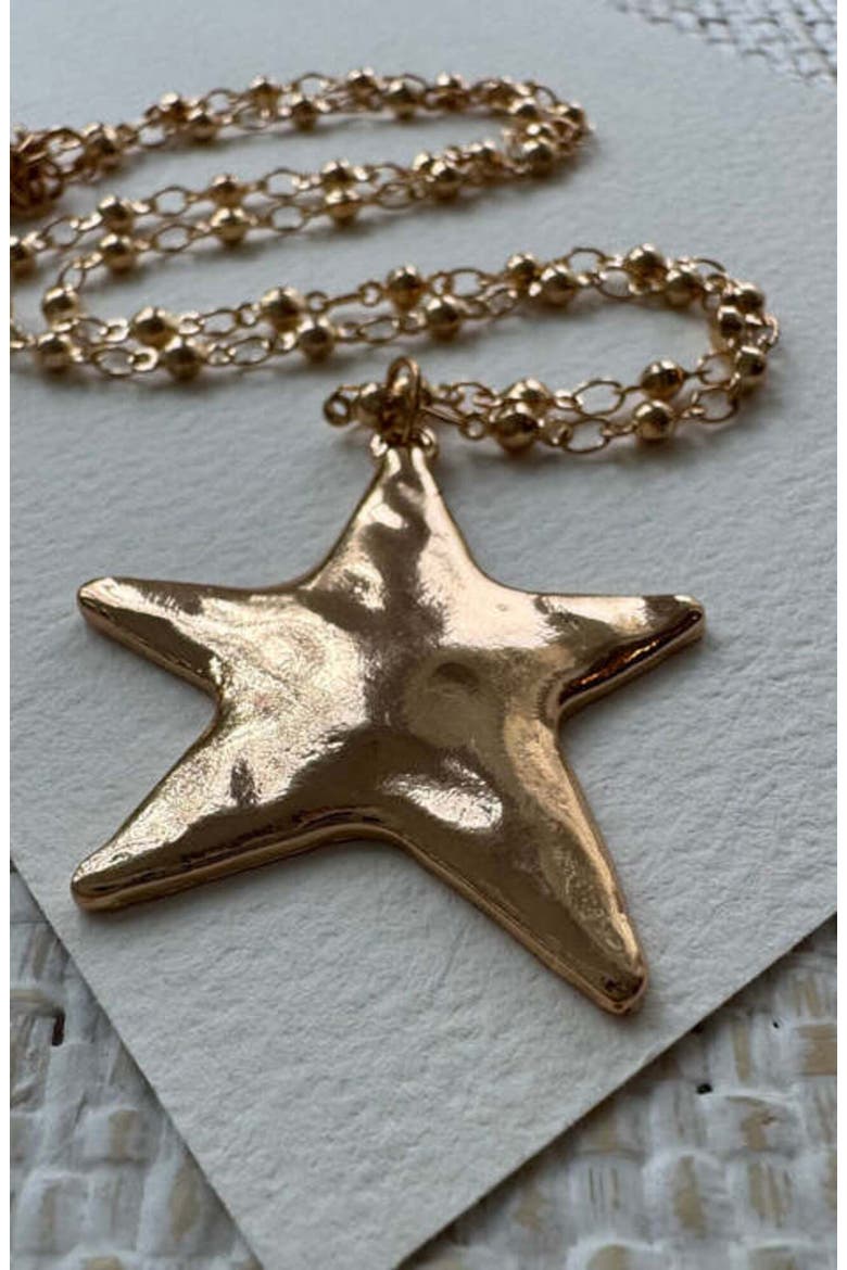 Textured Star Necklace, Alternate, color, Gold