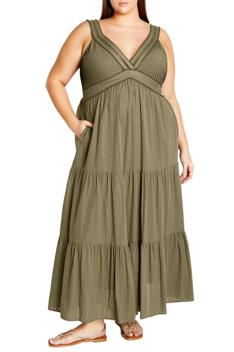 Bella Tiered Cotton Maxi Sundress, Main, color, OLIVE