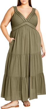 City Chic Bella Tiered Cotton Maxi Sundress