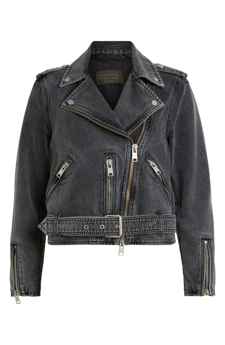 AllSaints Balfern Denim Biker Jacket, Alternate, color,