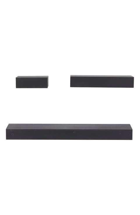 Black Wood Modern Wall Shelf - Set of 3