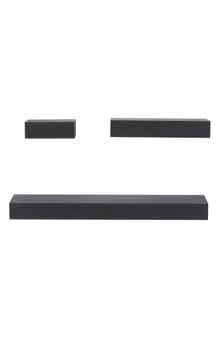 WILLOW ROW Black Wood Modern Wall Shelf - Set of 3