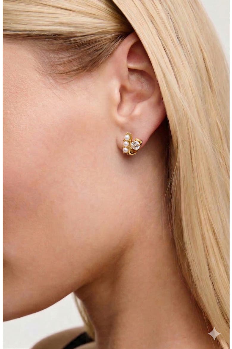 Ever Stud Pearl Earrings in Gold, Alternate, color, Gold