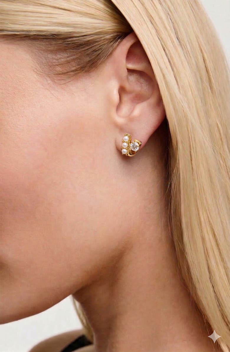 YOJ Ever Stud Pearl Earrings in Gold, Alternate, color, Gold