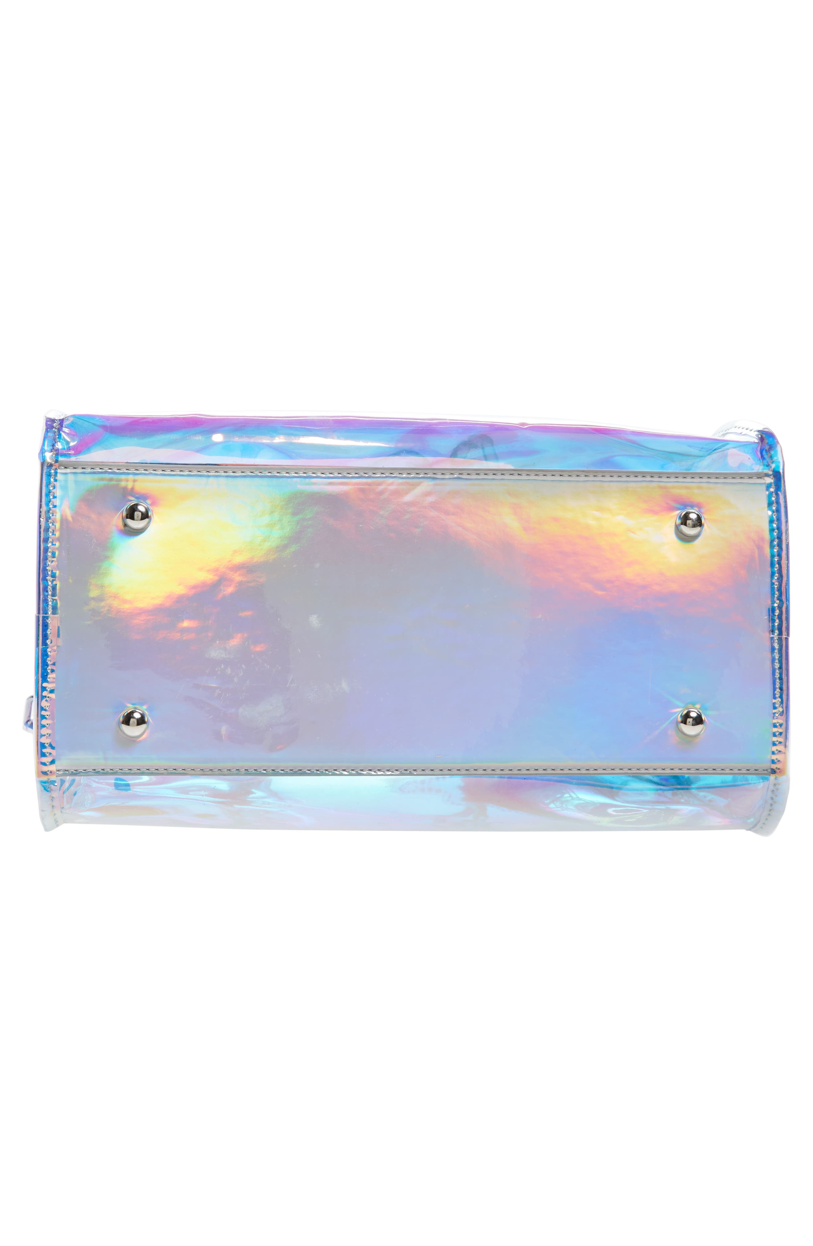 Translucent Iridescent Barrel Bag, Alternate, color, HOLOGRAM