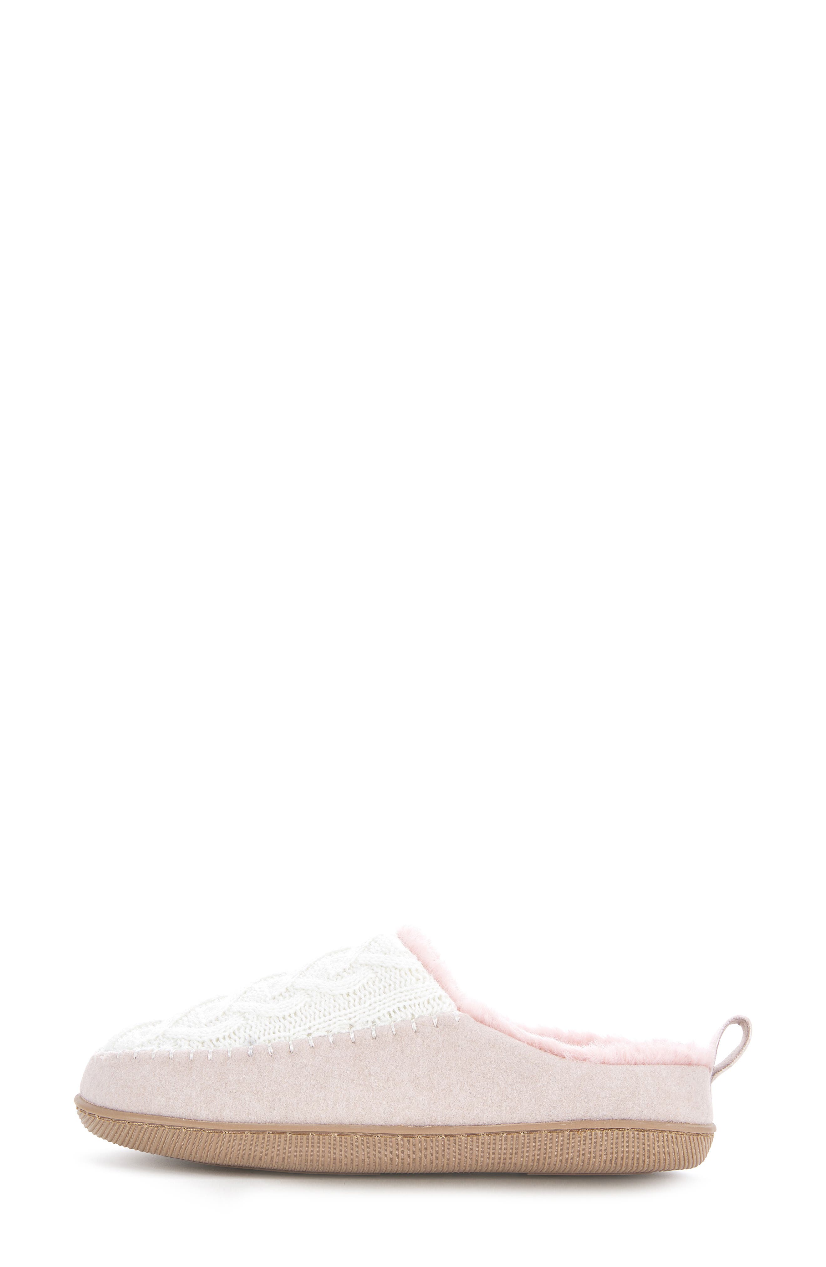 FLOOPI Tori Cable Knit Faux Shearling Slipper, Alternate, color, White