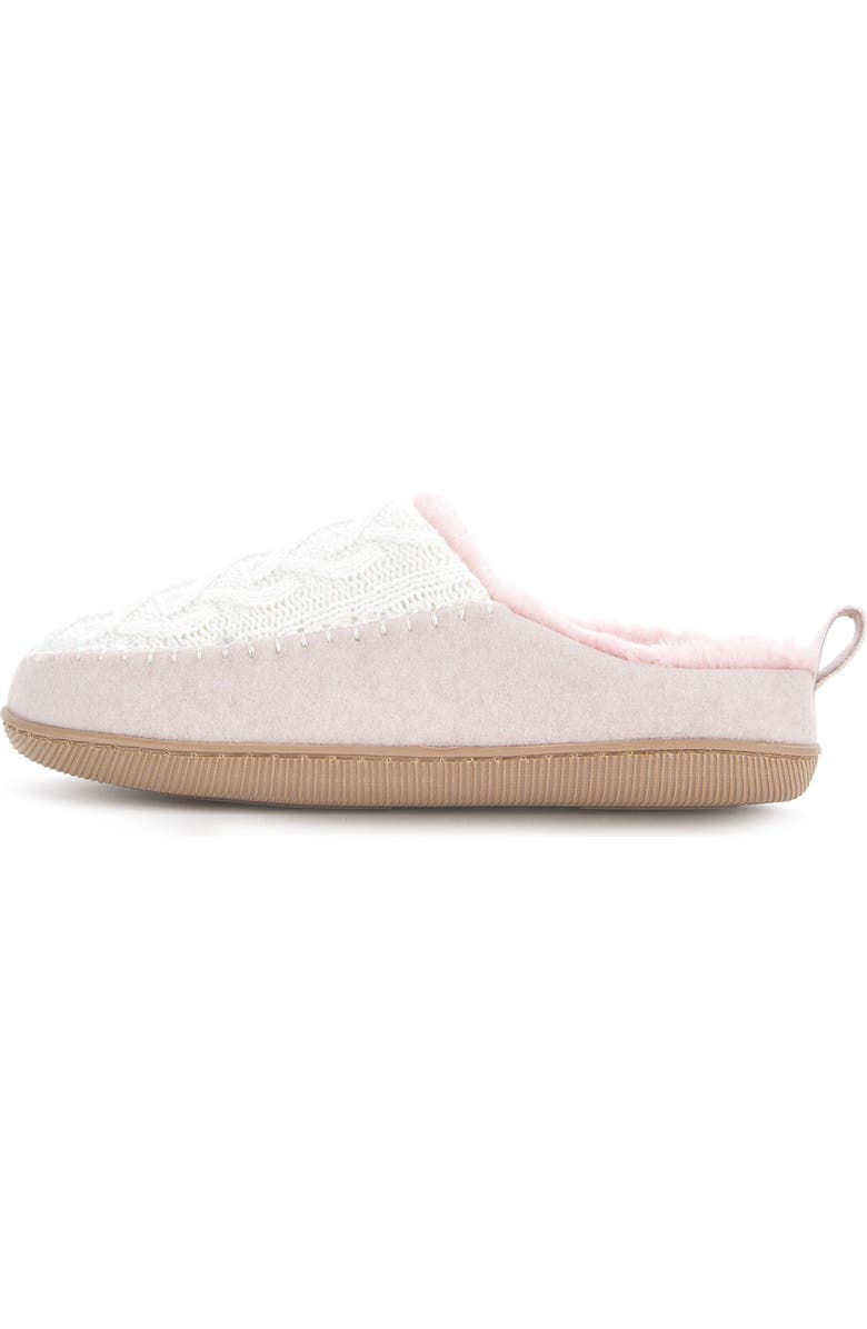 FLOOPI Tori Cable Knit Faux Shearling Slipper, Alternate, color, White