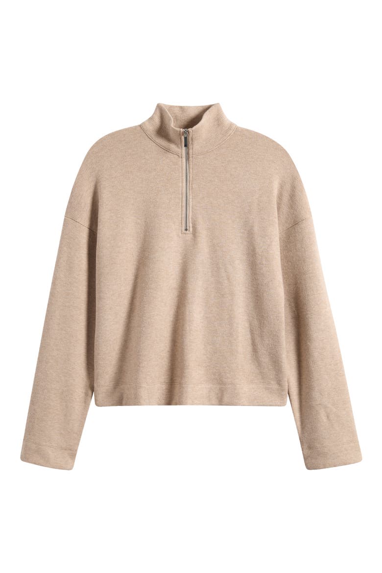 Quarter-Zip Pullover Top, Alternate, color, FADED BIRCH