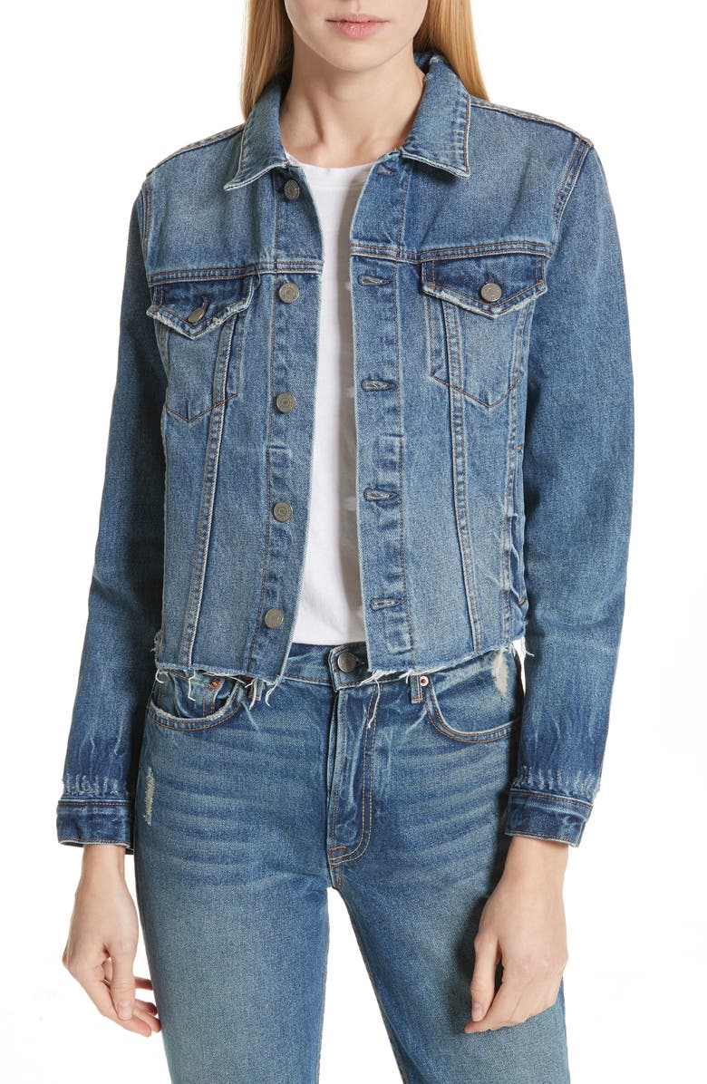 GRLFRND Cara Crop Denim Jacket, Main, color, 