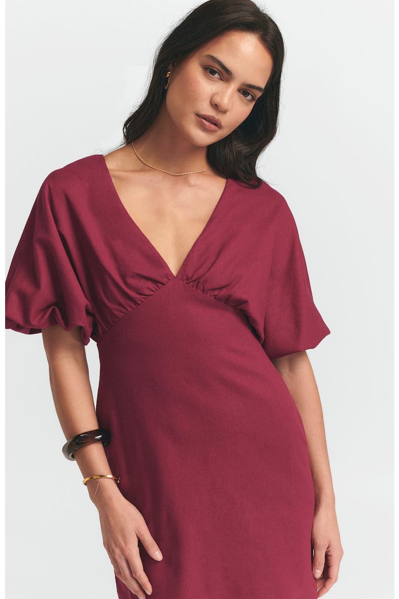 Palm Mini Dress, Alternate, color, Burgundy