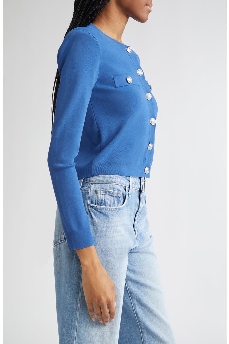 Toulouse Crewneck Crop Cardigan, Alternate, color, BAY BLUE/ NICKEL