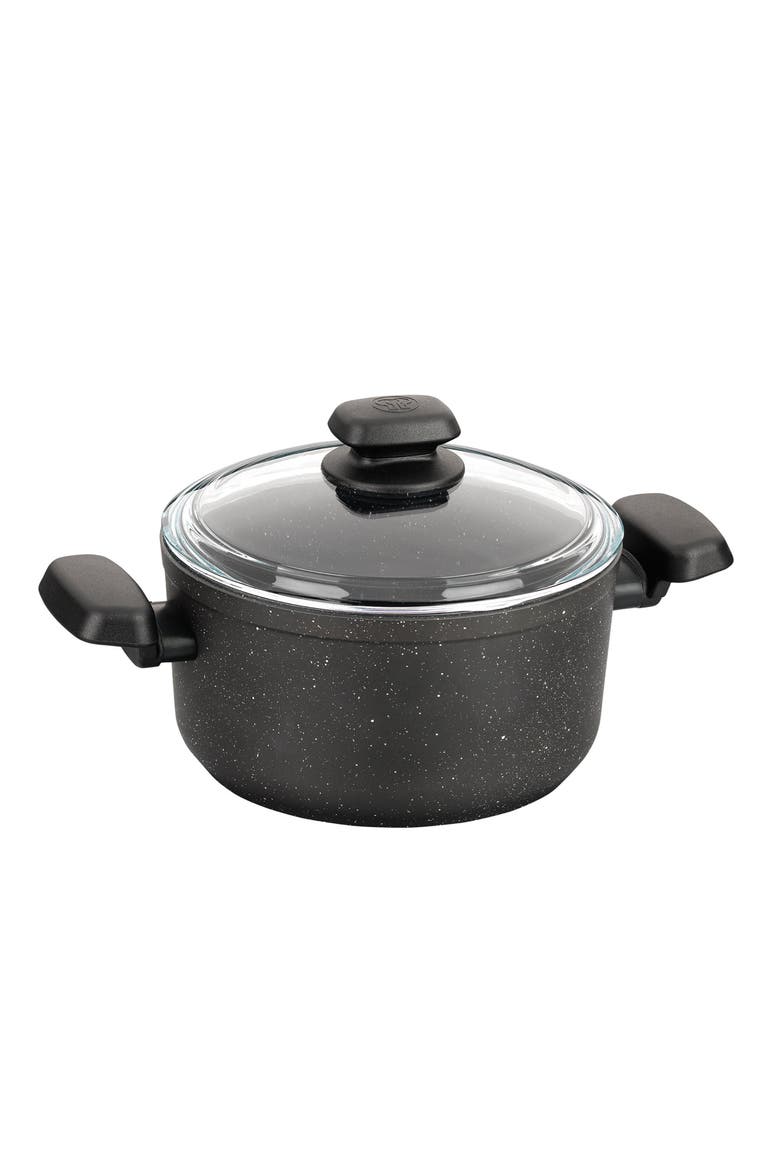 Ornella 2 Piece 3 Liter Aluminum Nonstick Casserole Dish with Lid, Main, color, Black