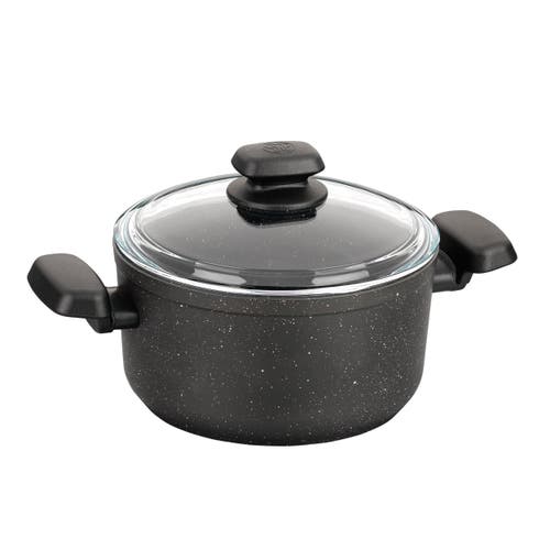 Korkmaz Ornella 2 Piece 5 Liter Aluminum Nonstick Casserole Dish With Lid In Black