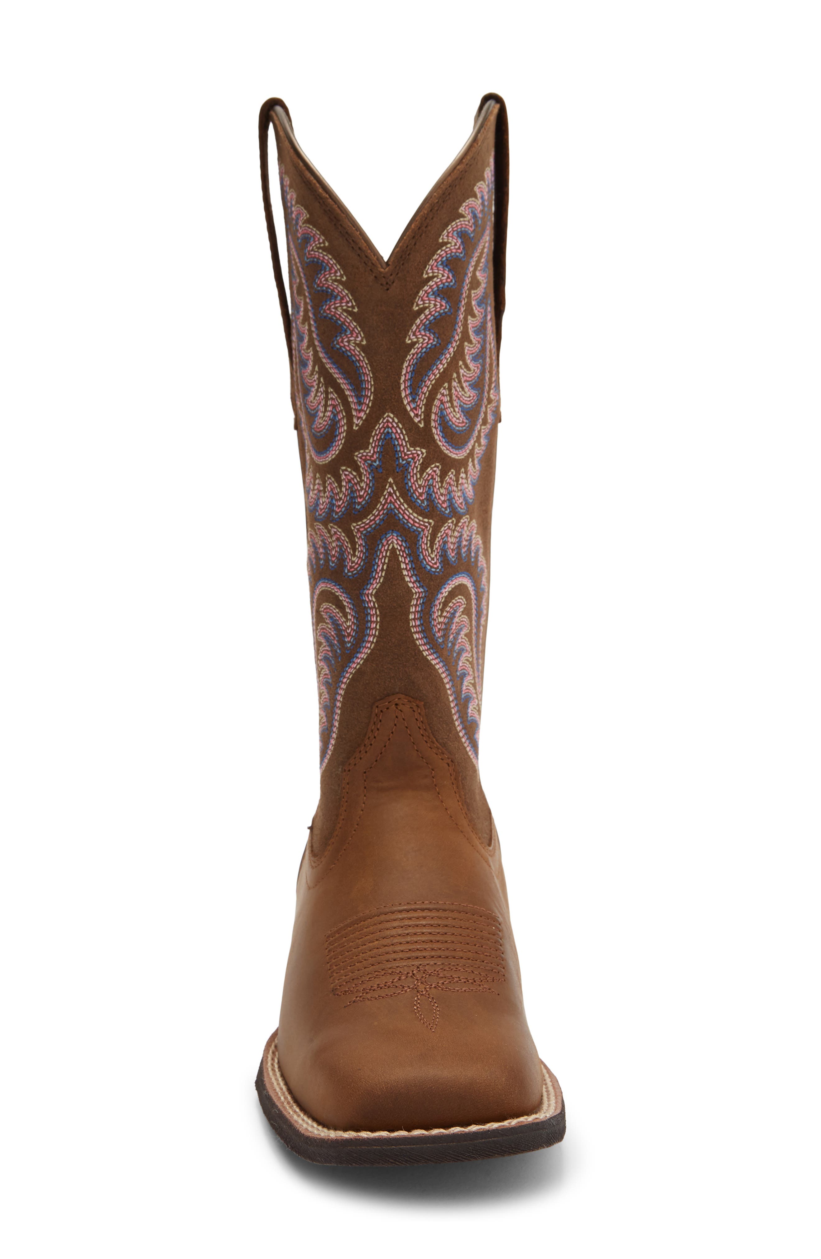 Cattle Caite Wide Square Toe Western Boot, Alternate, color, DISTRESSED BROWN