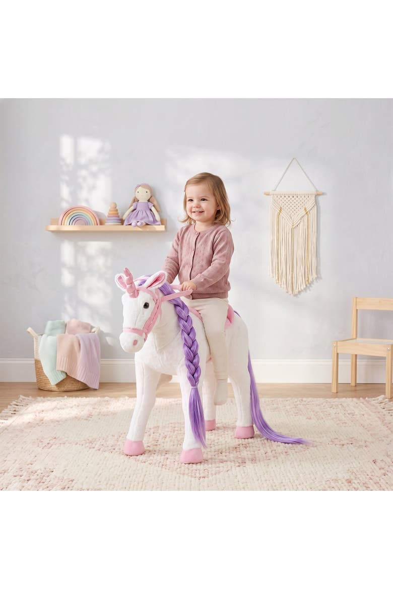 Ride on Horse for Kids 2+ Years, Toddler Riding Horse with Neighing, Stuffed Animal Horse Toy with Padding, White, Alternate, color, white
