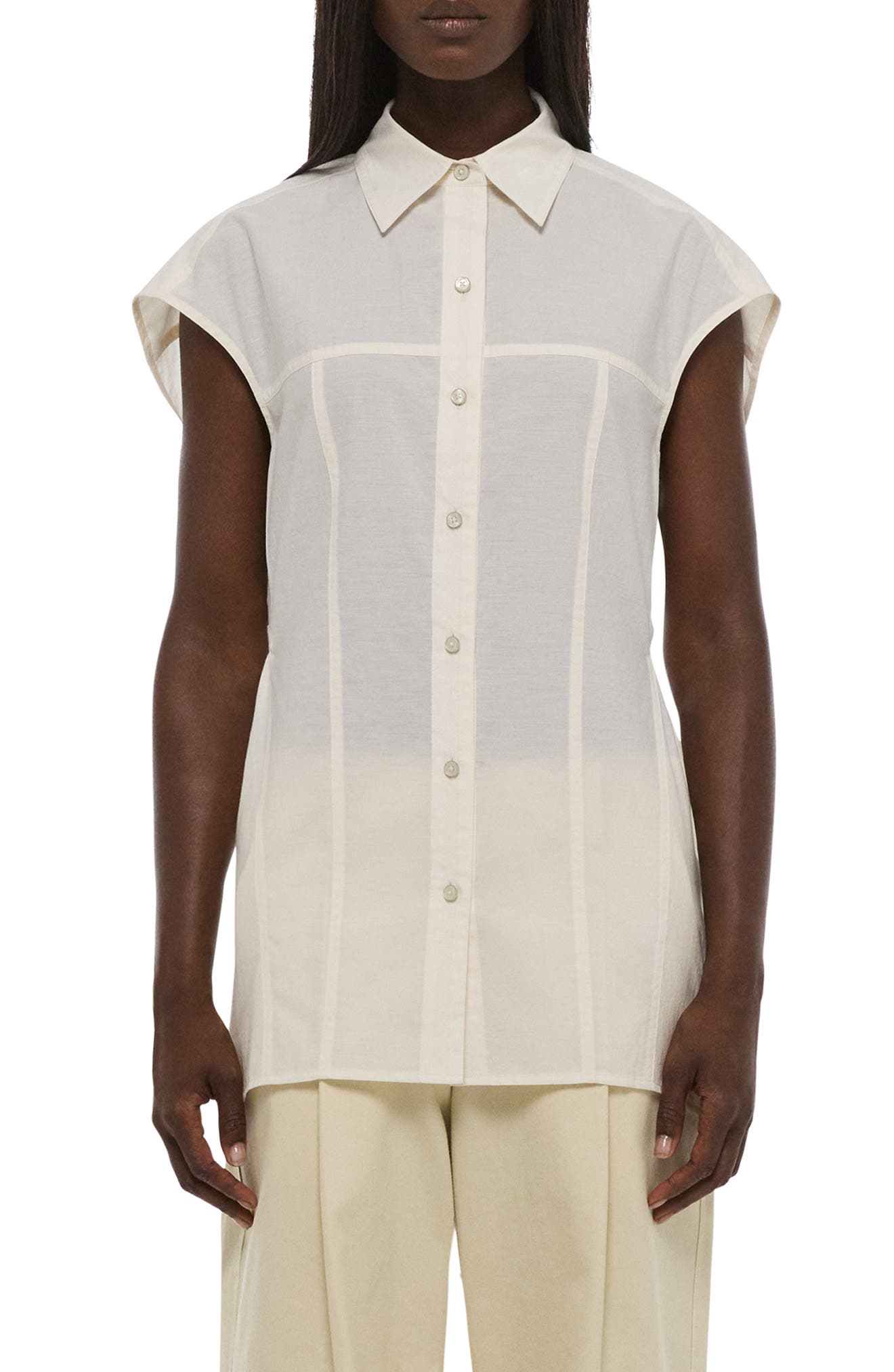Cap Sleeve Woven Shirt