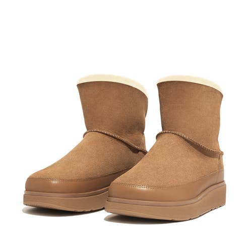 Fitflop Gen-ff Desert Tan Ultra Mini Double-faced Shearling Ankle Boot In Brown